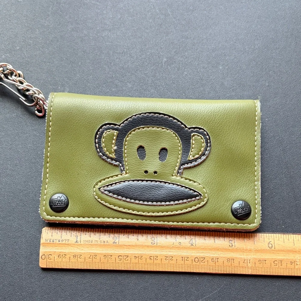 Paul Frank Olive Green Julius Monkey Wallet with Chain Strap